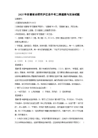 2025年安徽省合肥市庐江县中考二模道德与法治试卷（解析版）