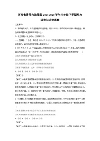 河南省洛阳市汝阳县2024-2025学年八年级下学期期末道德与法治试卷（解析版）