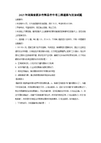 【道德与法治】2025年河南省新乡市辉县市中考二模试题（解析版）