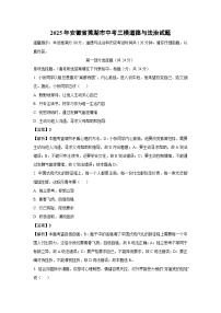 【道德与法治】2025年安徽省芜湖市中考三模试题（解析版）