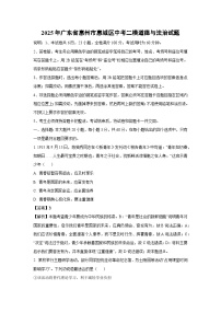 2025年广东省惠州市惠城区中考二模道德与法治试题（解析版）