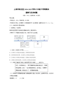 上海市松江区2024-2025学年八年级下学期期末试题道德与法治试卷（解析版）