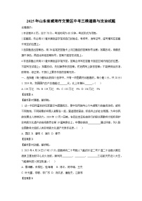 2025年山东省威海市文登区中考三模道德与法治试题（解析版）