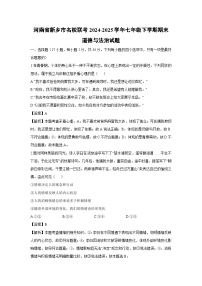 河南省新乡市名校联考2024-2025学年七年级下学期期末道德与法治试题（解析版）