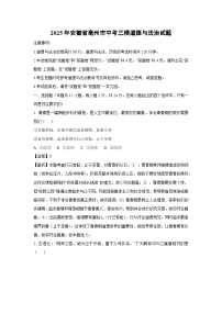 2025年安徽省亳州市中考三模道德与法治试卷（解析版）