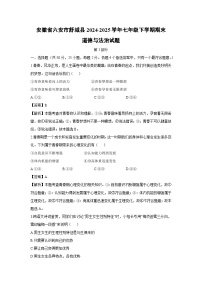 安徽省六安市舒城县2024-2025学年七年级下学期期末道德与法治试题（解析版）