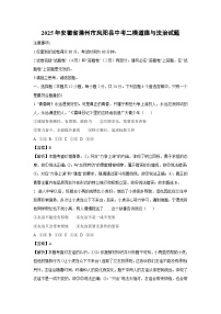 2025年安徽省滁州市凤阳县中考二模道德与法治试卷（解析版）