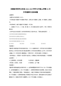 安徽省阜阳市太和县2024-2025学年七年级上学期10月月考道德与法治试题（解析版）