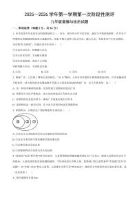 2025-2026学年第一学期九年级上册第一次阶段性测评道法月考试卷含答案