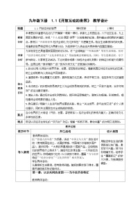 人教版（2024）九年级下册开放互动的世界教案