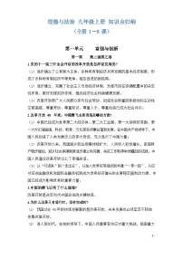 九年级上学期道德与法治期中考知识点归纳