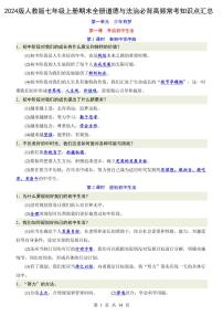 2024版人教版七年级上册期末全册道德与法治必背高频常考知识点汇总