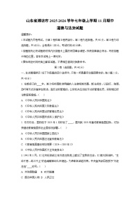 山东省潍坊市2025-2026学年七年级上学期11月期中道德与法治试卷（学生版）
