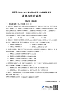 山东省德州市平原县2024-2025学年九年级上学期1月期末道德与法治试题