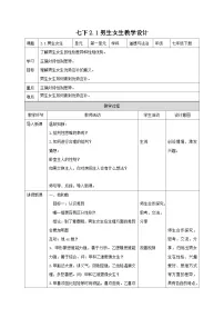 初中政治 (道德与法治)人教版（2024）七年级下册第一单元 青春时光第二课 青春的心弦男生女生教学设计