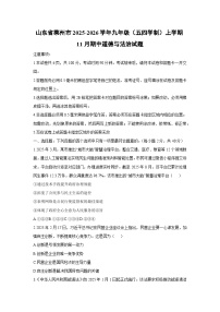 山东省莱州市2025-2026学年九年级(五四学制)上学期11月期中道德与法治试卷（学生版）
