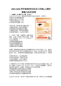 2025-2026学年海南省乐东县九年级（上）期末道德与法治试卷（含答案）