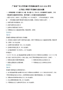 广东省广州大学附属中学英德实验学九年级上学期月考（三）道德与法治试题（解析版）-A4