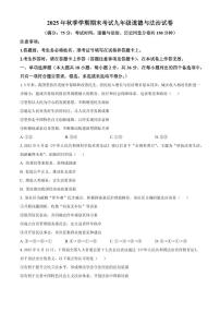 广西壮族自治区钦州市灵山县2025-2026年九年级上学期期末道德与法治试题（试卷+解析）