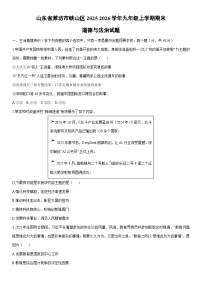 2025-2026学年山东省潍坊市峡山区九年级上学期期末道德与法治试卷（学生版）