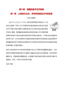 人教版（2024）八年级下册（2024）公有制为主体、多种所有制经济共同发展优秀综合训练题