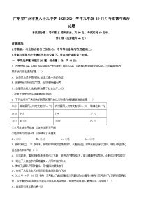 广东省广州市第八十九中学2023-2024学年九年级上学期10月月考道德与法治试题（含答案）