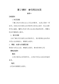 初中政治思品人教部编版九年级上册（道德与法治）参与民主生活学案设计