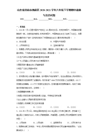 山东省济南市槐荫区2020-2021学年八年级下学期期中道德与法治试题（word版 含答案）