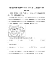 安徽省十联考(合肥市第八中学等)2022-2023学年高一地理上学期11月期中联考试题(Word版附答案)