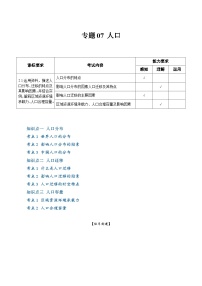 【学考复习】2024年高中地理学业水平考试必备考点归纳与测试（新教材专用）专题07 人口（知识梳理）-讲义