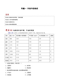 专题一 宇宙中的地球-备战2024年高中学业水平考试地理真题分类汇编（新教材通用）