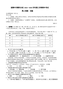 浙江省绍兴市诸暨中学暨阳分校2023-2024学年高二下学期期中考试地理试题