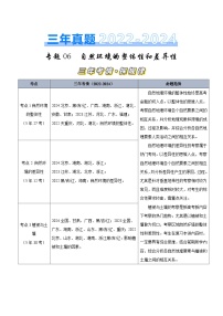 三年（2022-2024）高考地理真题分类汇编（全国通用）专题06自然环境的整体性和差异性（原卷版）