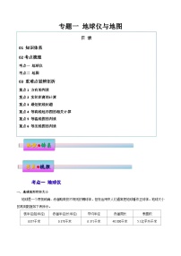 新高考地理一轮复习考点练习专题1 地球仪与地图（讲义）（2份，原卷版+解析版）