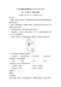 广东省清远市四校联考2023-2024学年高一下学期4月期中地理试卷(解析版)