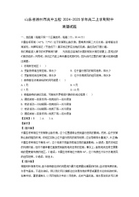 2024-2025学年山东省德州市高中五校高二(上)期中地理试卷(解析版)