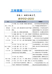 三年高考真题（2022-2024）分类汇编 地理 专题03 地球上的大气  含解析