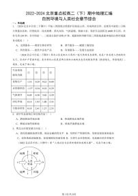 2022-2024北京重点校高二（下）期中真题地理汇编：自然环境与人类社会章节综合