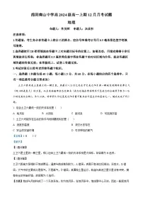 四川省绵阳市南山中学2024-2025学年高一上学期12月月考地理试卷（Word版附解析）