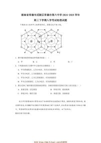 2024～2025学年湖南省常德市第六中学高三下开学地理试卷(含答案)