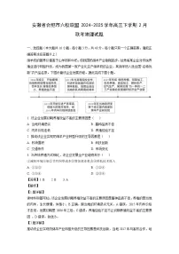 安徽省合肥市六校联盟2024-2025学年高三下学期2月联考地理试卷（解析版）