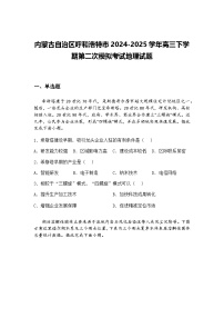 内蒙古自治区呼和浩特市2024-2025学年高三下学期第二次模拟考试地理试题（含答案解析）