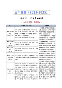 2023-2025年高考地理真题分类汇编专题02宇宙中的地球（Word版附解析）