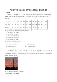 2024-2025学年广东省广州市高二上学期期末教学质量监测地理试卷（有答案）