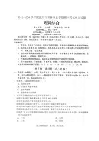 2020届辽宁省沈阳市郊联体高三上学期期末考试理科综合试题 PDF版