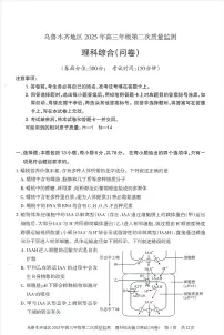 新疆维吾尔自治区乌鲁木齐市2025届高三下学期3月二模理综试卷（PDF版附答案）