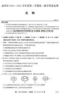 2020-2021学年广东省茂名高州市高一下学期期末考试生物试题 PDF版