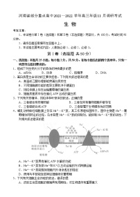 河南省部分重点高中2022届高三上学期11月调研考试生物试题含答案