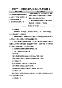 生物第四节 细胞呼吸为细胞生活提供能量教学设计及反思