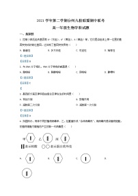 2022台州九校联盟高一下学期期中考试生物含答案